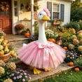 thumbnail image 5 of SHENGXINY Porch Goose Outfit, Layered Tulle Tutu with Ruffled Lace Headband for Patio Courtyard Entryway Home Decorations Pink 23 in, 5 of 5