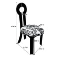 thumbnail image 6 of Ciphrias Dining Chairs Set of 2, Solid Wood Keyhole Back Fabric Upholstered Round Seat Black White for Dining Room, 6 of 8