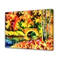 thumbnail image 1 of Cuadro de puente, hojas de otoño, agua, árboles, río, póster, pintura decorativa, lienzo, arte de pared, carteles para sala de estar, pintura para dormitorio, estilo marco, 20 x 30 cm, 1 of 8