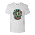 thumbnail image 2 of Wild Bobby, Day Of The Dead Calavera Skull Colorful Trippy | Mens Pop Culture Premium Tri Blend T-Shirt, Heather White, Small, 2 of 4