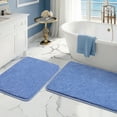 thumbnail image 4 of FRAMICS 15-Piece Ombre Blue Shower Curtain Sets with Rugs, Waterproof Fabric Striped Gradient Bathroom Sets, 72" x 72", 4 of 10