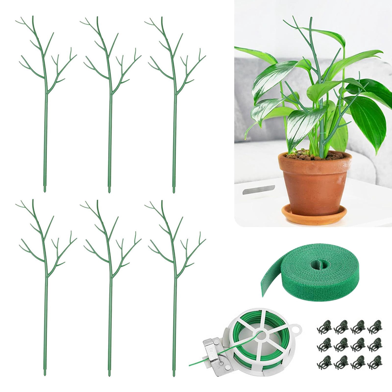 Colaxi 6Pcs Plant Rods Trellis Plant Stakes Kit Multifunctional for Potted Plant Flowers with Twisting Ties and Plant Strap Accessories 27.5inch 70cm