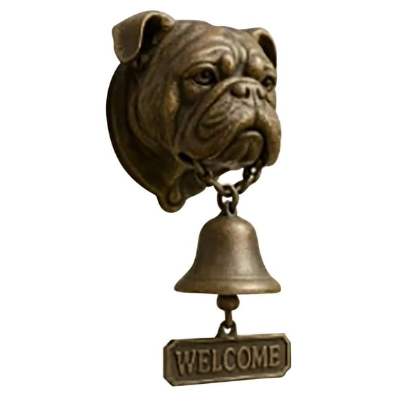 Funny Animal Welcome Doorbell - Retro Cast Iron/Resin Hanging Bell, Bulldog/Pug/Terrier/German Shepherd Head Decor, Vintage Farmhouse Wall or Porch Decor for Dog Lovers(Bulldog)