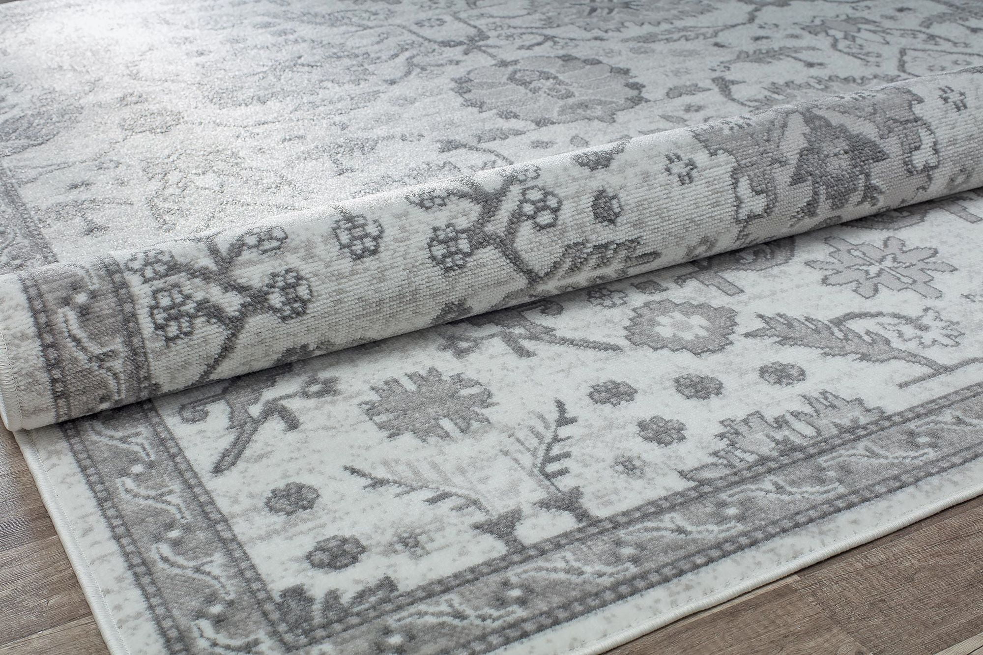 Freida FY30B Slate Vintage Farmhouse Light Gray Area Rug, 5'x7'