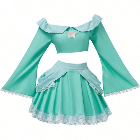 Princess Blue Dress Sexy Costume Outfit Top Skirt for Teen Women