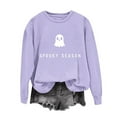 thumbnail image 2 of VKOYWKM Womens HalloweenSweatshirt Cute Spooky Ghost Graphic Sweatshirts Crewneck Long Sleeve Fall Pullover Tops Halloween Party Outfits for Women, 2 of 8