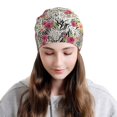 thumbnail image 2 of Xecao Roses Mixed Zebra Print Beanie Knitted Hat for Men Women, Winter Fashion Knit Cuffed Caps Unisex, 2 of 7