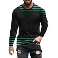 thumbnail image 1 of Blusas y camisas de manga larga con cuello redondo para hombre, blusa informal de manga larga con cuello redondo y estampado de rayas, blusa de poliéster para hombre, 1 of 4