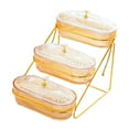 thumbnail image 2 of TISHITA Serving Platters Dried Fruit Plates 3 Tier Portable with Lid Bowls Appetizer Tray Candy Nut Dishes for Fruits Cookies brown, 2 of 8
