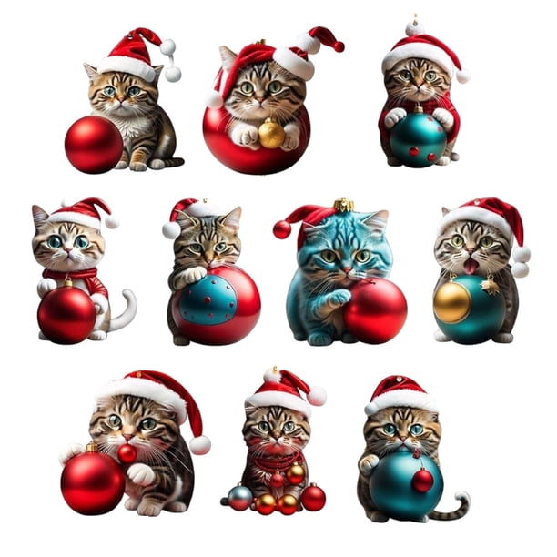 Adornos navideños para gatos, adornos colgantes para coche de Navidad, Mini gatito , adorno para de Navidad para mujeres, hombres,