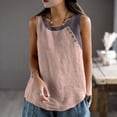 thumbnail image 6 of Feancey Cotton Linen Plus Size Tank Tops for Women Colorblock Sleeveless Beach Shirts Side Button Casual Vacation Tanks Summer Clothes Pink 3XL, 6 of 8