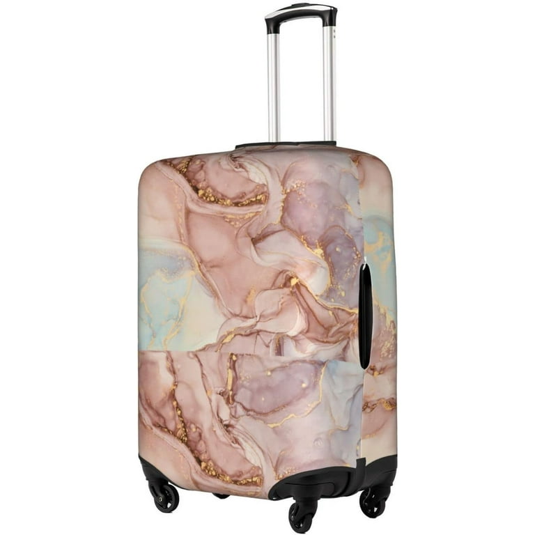 Pink gold marble luggage cover elastic washable stretch suitcase