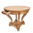 thumbnail image 3 of Noble House Round Dining End Table with Curved Legs & 2 Storage Drawers, Farmhouse Side Table for Kitchen, Natural, 3 of 6