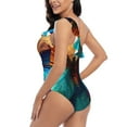 thumbnail image 4 of Sikiie Vibrant Rainbow Butterfly A Print Women One Piece Swimsuits Tummy Control One Shoulder Bathing Suits Ruffle Swimwear, From S to XXL-Large, 4 of 6