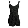 thumbnail image 3 of Women's Sleeveless V-Neck Camisole Boho Dress Slim Lace-Up Polka Dot Mini Sundress Casual Backless A-Line Dresses, 3 of 4