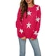 thumbnail image 1 of TRKIYQC suéter de manga larga informal para mujer, patrón de pentagrama a la moda, cuello redondo, prendas de punto sueltas TRKIYQC  moda, 1 of 9