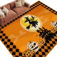 thumbnail image 2 of Halloween Washable Living Room Rugs 6'x9', Witch Cat Castle Low Pile Throw Large Area Rug Non-Slip Sturdy Edge Binding Carpet for Dining Room Kitchen Office, 2 of 9