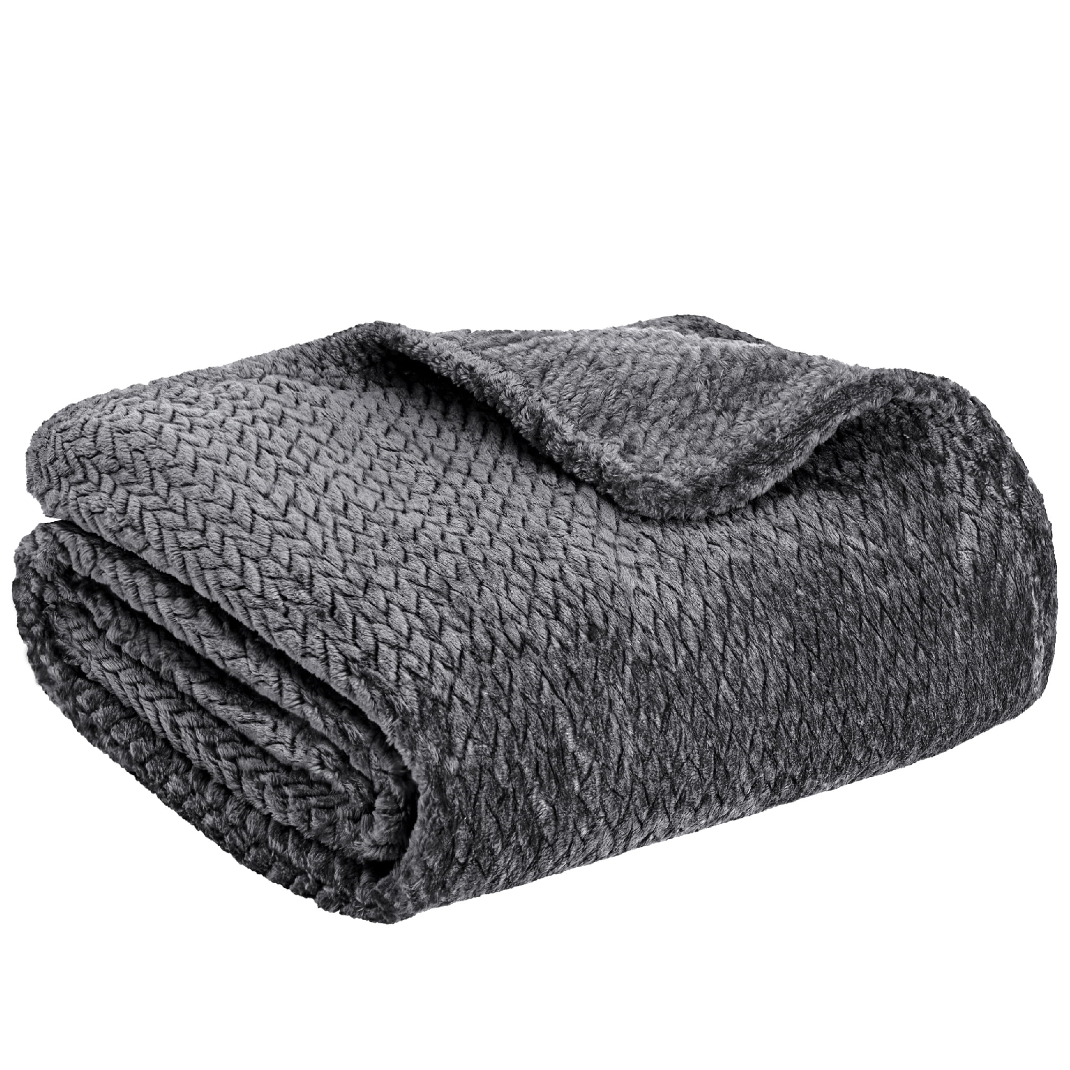 PAVILIA Soft Fleece Dark Grey Throw Blanket for Couch, Lightweight