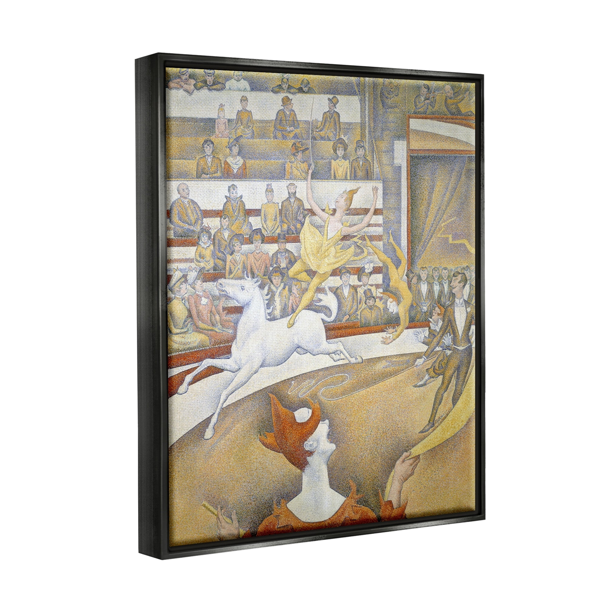 Stupell Industries The Circus Classic Painting George Seurat Performance Portrait Painting Jet Black Floating Framed Canvas Print Wall Art, Design by one1000paintings
