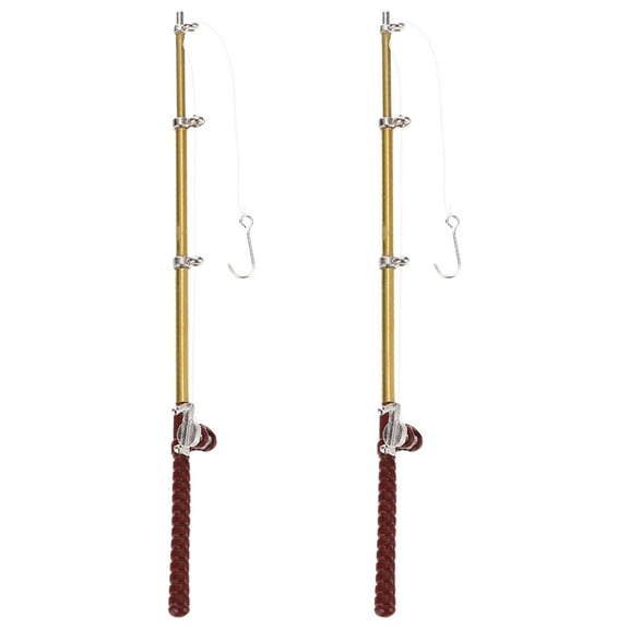 Soimiss 2Pcs Dollhouse Miniature Accessories Fishing Pole Decor Multi Indoor Play