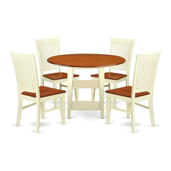5 Piece Sudbury Set, Buttermilk & Cherry