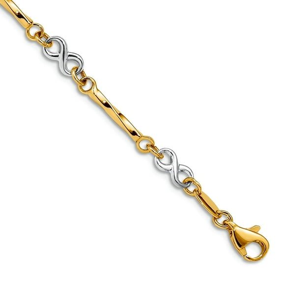 5mm 10k Solid Gold Two-tone Fancy Link Bracelet 7.5 Inch Link Bracelet for Women - 2.7 Grams