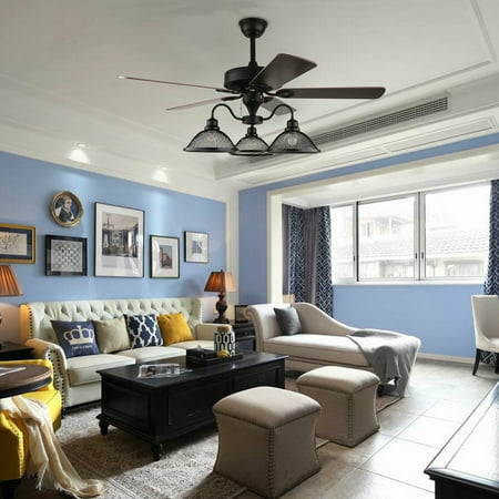 

DENEST Indoor 52 inch Ceiling Fan Light Farmhouse Chandelier with Remote Control 110V
