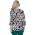 thumbnail image 2 of Alfred Dunner Womens  Scroll Three Quarter Ruched Sleeve Top, 2 of 6