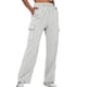 thumbnail image 2 of Pantalones rectos lisos con cintura elástica para mujer - Diseño con tirantes, poliéster, ropa informal - Tallas S-XXL, 2 of 6