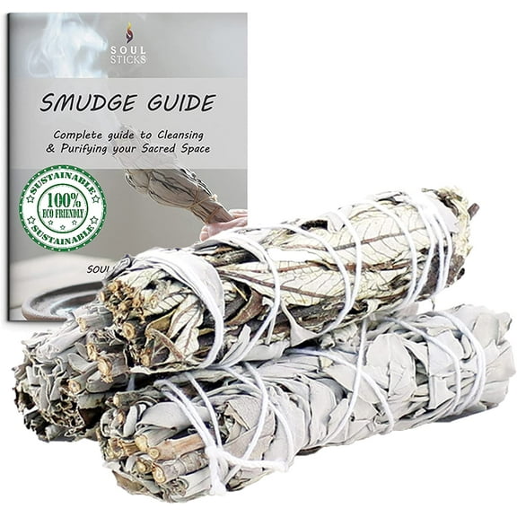 3 Pack Mixed White Sage and Yerba Santa Leaves Smudge Sticks | Grown in California Smudge Bundles | Smudge Guide Included