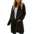thumbnail image 2 of Lovskoo Women's Winter Wool Coat Notch Lapel Double Breasted Wool Blend Mid Long Pea Trench Coat Fall Winter Clothes Dark Gray M, 2 of 7