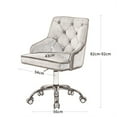 thumbnail image 2 of Velvet Swivel Chair, Height Adjustable Home Office Chair, Ergonomic Desk Computer Chair, Cute Button Tufted Vanity Chair with Nail Head Trim for Bedroom Living Room Office, Peach, 2 of 7