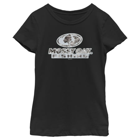 Girl s Mossy Oak Fishing Bold Logo Graphic Tee Black Large