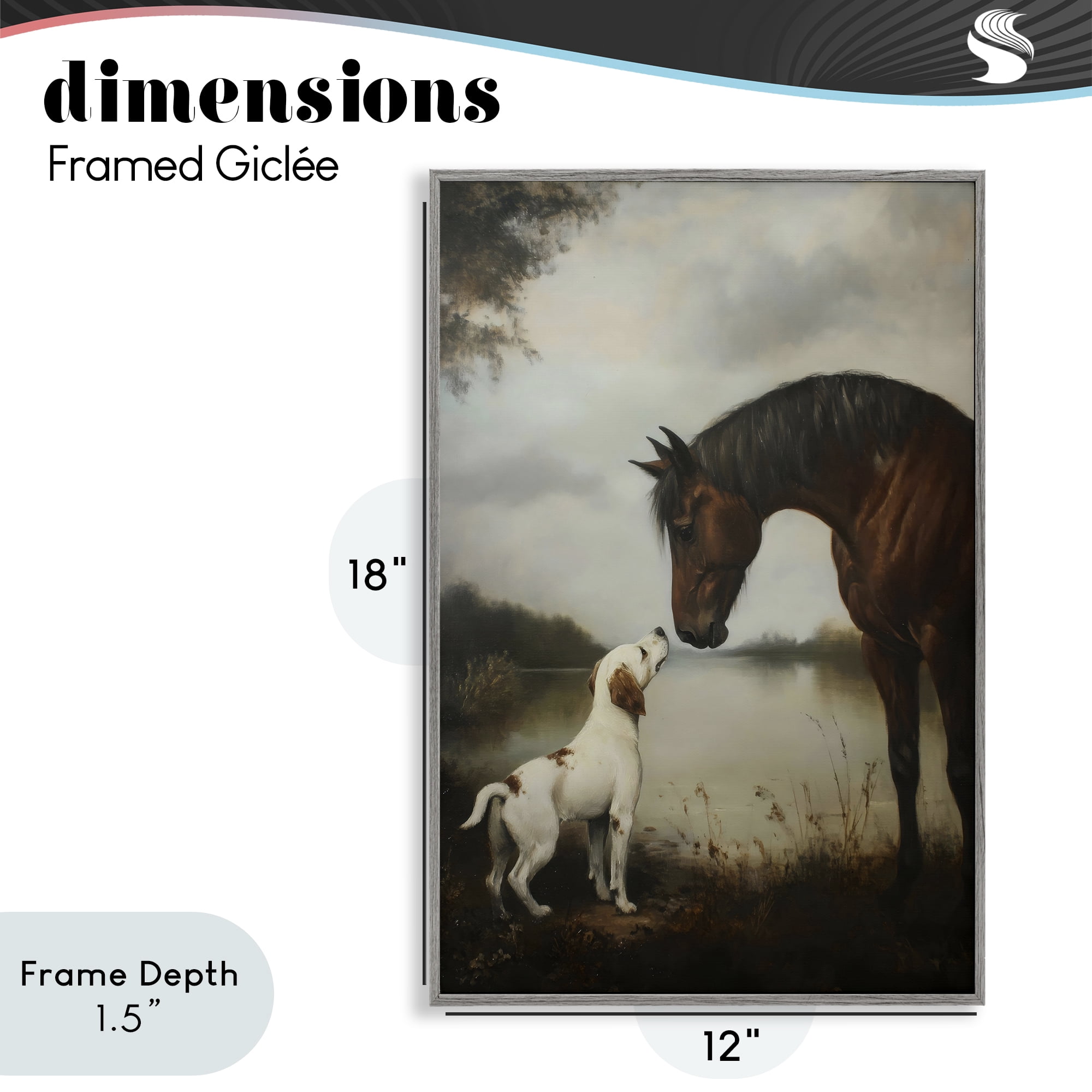 Stupell Industries Hound & Horse Companions Gray Framed Giclee Art, design by Petal Prints Design