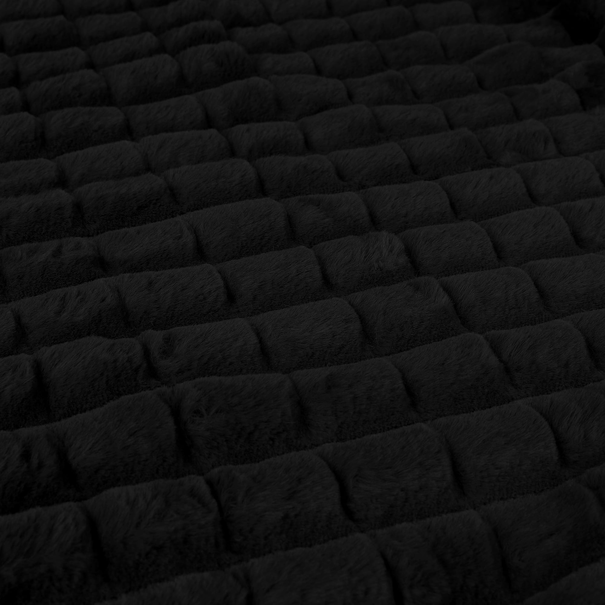 Unique Bargains Checkered Faux Fur Plush Throw Pillow Covers Decorative Pillowcases 2 Pcs Black 20" x 20"