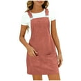 thumbnail image 2 of Frostluinai Corduroy Overall Dress for Women Adjustable Straps Casual A Line Overalls Pinafore mini Jumper Dresses with Pockets, 2 of 9