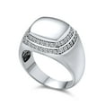 thumbnail image 2 of Bling Jewelry Mens Mens Stainless Steel CZ Micro Pave Engravable Monogram Halo Signet Ring, 2 of 4