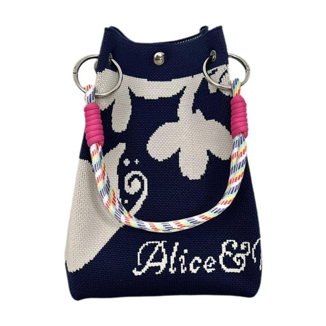 GUOOL Knitted Handbag Birthday Gift Shopping Pouch for Party Working Summer Spring Blue