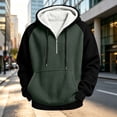 thumbnail image 5 of FchengtaiS Mens Waffle Knit Textured Hoodies Sherpa Lined Raglan Sleeve Sweatshirts Colorblock Pullover Tops for Fall Winter, 5 of 8