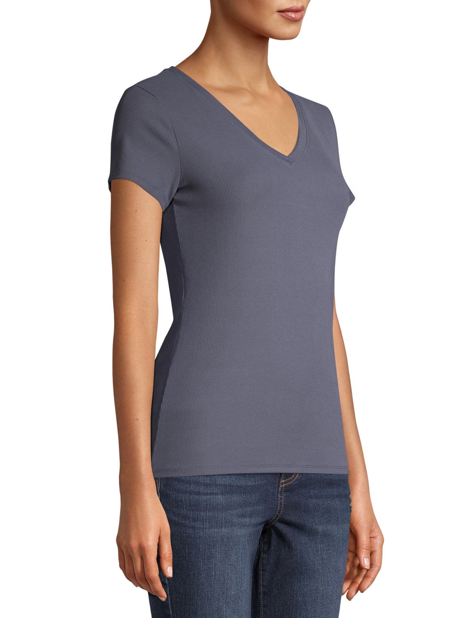 No Boundaries Juniors' Brushed V-Neck Short Sleeve T-Shirt