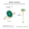 thumbnail image 5 of Rosec Jewels Classic Created Emerald Ring with Diamond Halo for Women (AAAA Quality), 18K Yellow Gold, US 11.00, 5 of 8