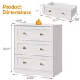 thumbnail image 4 of CozyHome Large Nighstand, Wood Night Stand with 3 Drawers, Wood Side Table with Golden Round Knobs, Modern End Table Chest of Drawers for Bedroom, Living Room, Hallway, Closet, White, 4 of 8