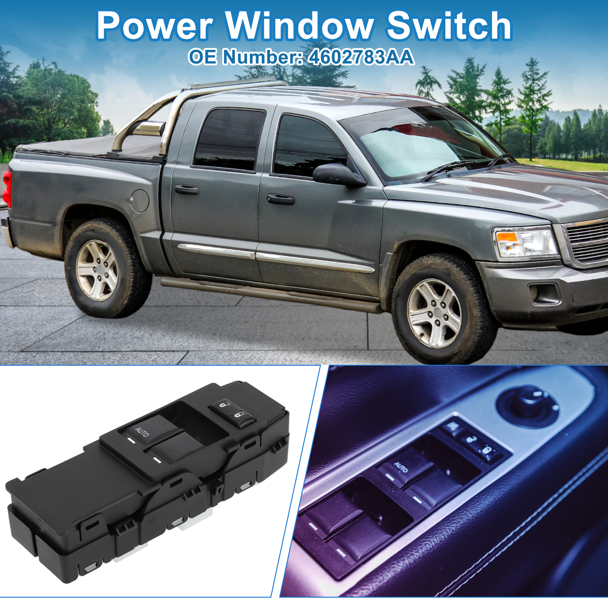 Unique Bargains Power Window Switch No.4602783AA for Dodge Dakota 2007-2010 Black