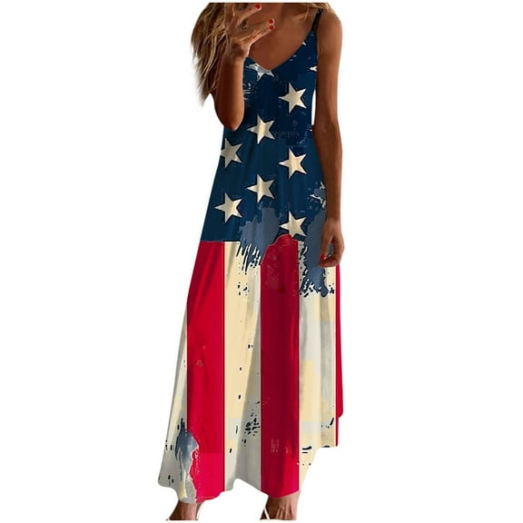Giftesty Summer Dresses for Women Summer Dresses for Women Print Sleeveless Round Neck Dress Casual Dresses