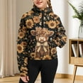 thumbnail image 3 of Chririnla Classic Sunflower Highland Cattle Kids Half Zipper Sweatshirt with Pocket Soft Loose Athletic Wear Comfy Top for Gym Hiking Camping Outdoor Size 5-6, 3 of 7