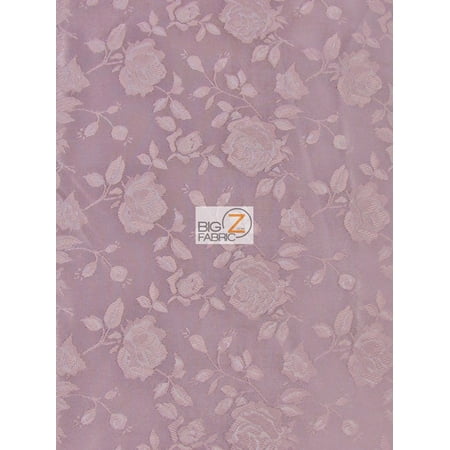 English Rope Satin - Floral Rose Jacquard Satin Fabric / Mauve / Sold By The Yard