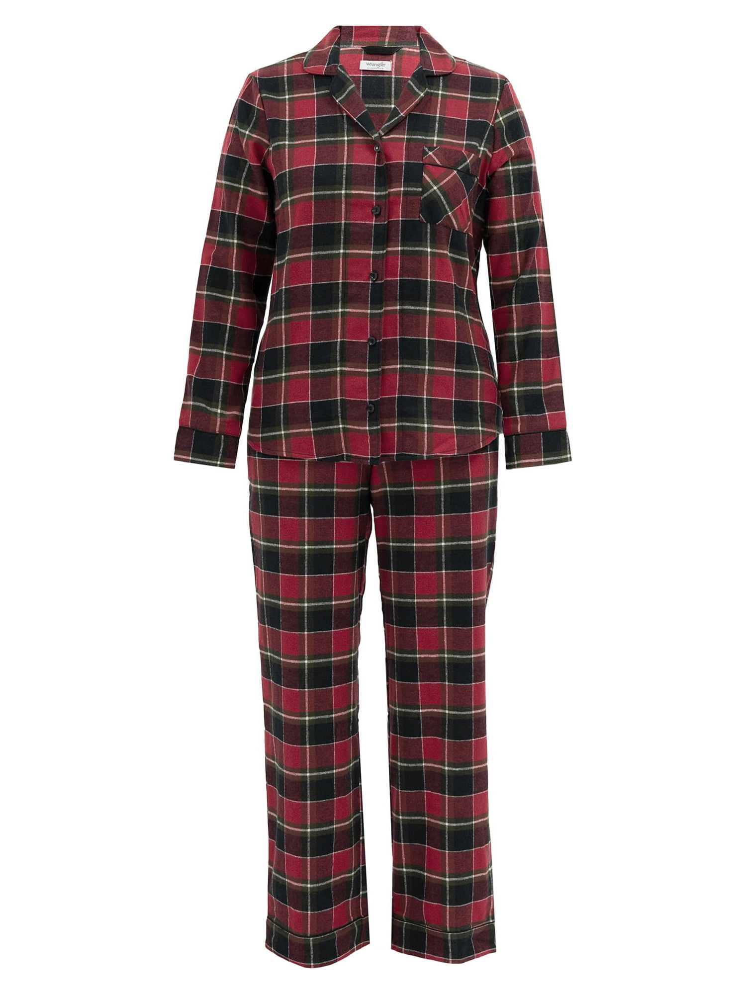 Wrangler Women's Flannel Button-Down Pajama Set, 2-Piece, Sizes S-4X