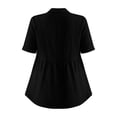thumbnail image 4 of Craaazy Women's Loose Fit Collared Blouse, Solid Color Short Sleeve Button Down Shirt, Breathable Cotton Linen Casual Top for Daily Wear, Work & Weekend Gifts, 4 of 9