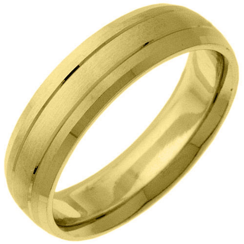 TheJewelryMaster Mens 14KT Yellow Gold 6mm Satin Comfort