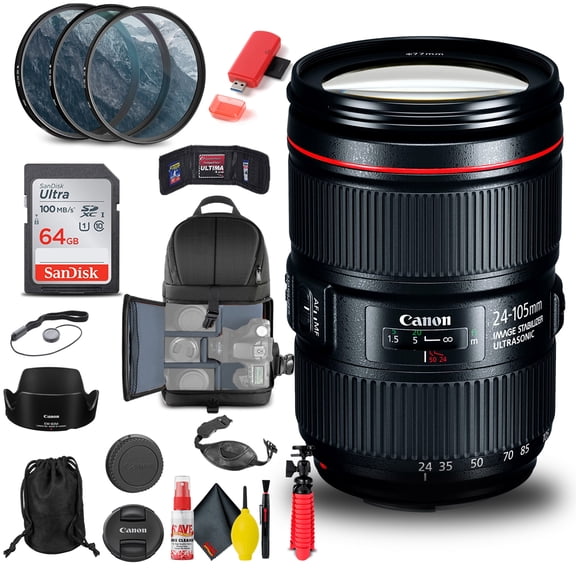 Canon EF 24-105mm F/4L IS II USM Lens (1380C002)   Filter Kit   BackPack   More (International Version)